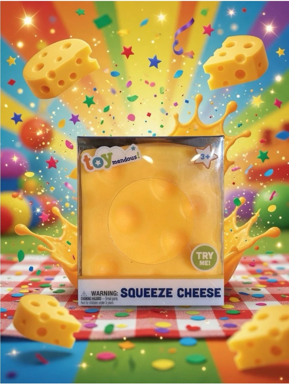 New TikTok Viral 5" Cube Squishy Cheese Squeeze Sensory Toy Stress Relief